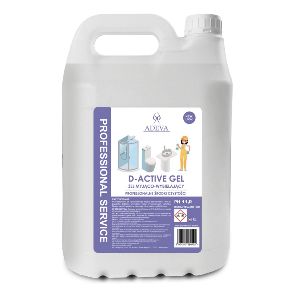ADEVA D-ACTIVE GEL 5L - ŻEL MYJĄCO-WYBIELAJĄCY (CHLOR) 5L
